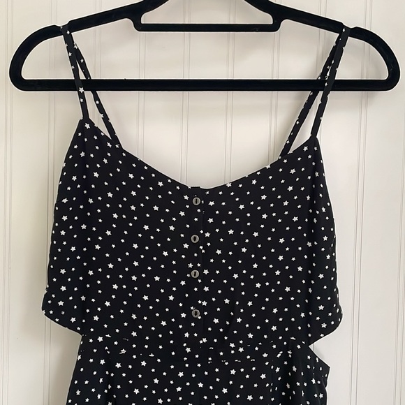 ABERCROMBIE AND FITCH black maxi dress cut out sides NWT smocking pockets XST - Picture 2 of 16